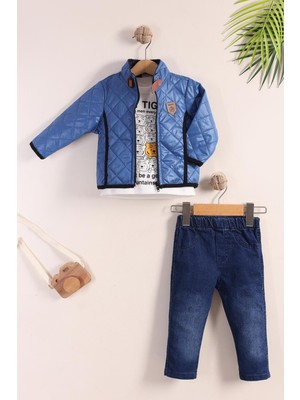 Kidello Lacivert Montlu Erkek Bebek 3'lü Takım (1-3 Yaş)