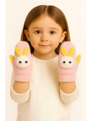 Gigi Giyim Kulaklı Tek Parmak Örme Kız Çocuk Eldiven