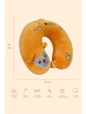 NK12005-P Hayvanlı Ortopedik Eğlenceli Çocuk Seyahat Visco Boyun Yastığı