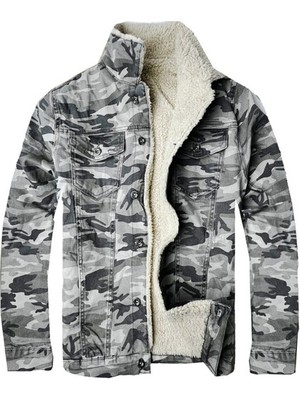 Alaska The Last Frontier R.lion Slim Fit Kürklü Kot Mont  Premium Denim Açık Kamuflaj