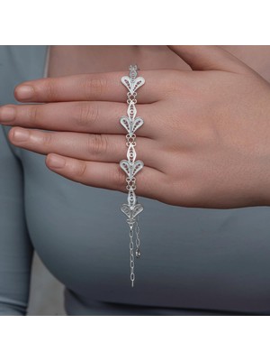 Gumush Hk Gümüş  Kadın Bileklik Üç Yaprak Telkari|gümüş Takı Hediyelik Ürünler