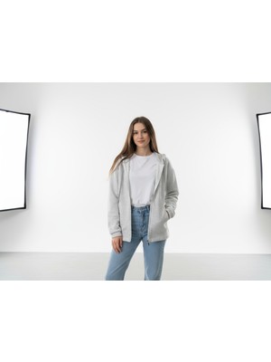 Lyvean Fermuarlı Üç Iplik Şardonlu Oversize Penye Sweatshirt