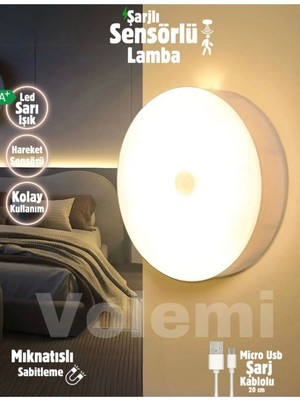 8 Led'li Hareket Sensörlü USB Şarjlı Lamba, Enerji Tasarruflu ve Pratik
