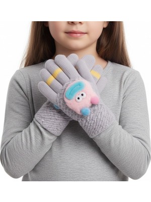 Gigi Giyim Kurabiye Canavarı Desenli Örme Kız Çocuk Eldiven