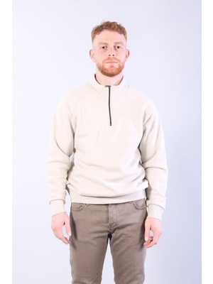 Mckanzie 5759 Penye Diagonel Üç İplik Fırçalı Dik Yaka Yarım Fermuarlı Sweat