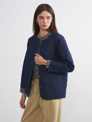 Lc Waikiki Yeni Sezon Bisiklet Yaka Kapitone Oversize Kadın Jean Ceket