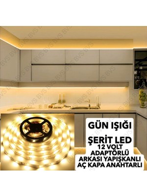 Mutfak Dolabı Için 3 mt Gün Işığı Şerit LED ve 12V Adaptör Tak Çalıştır