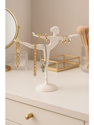 Feyza Design Şık Dekoratif Balerin Takı Standı, Çok Amaçlı Düzenleyici, Plastik Tasarım