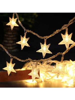 Yıldızlı Pirinç LED Günışığı, Dekoratif Fişli, 5 Metre, Parlak ve Şık