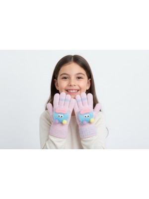 Gigi Giyim Kurabiye Canavarı Desenli Örme Kız Çocuk Eldiven