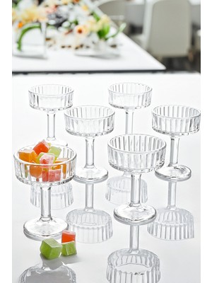Bev Kitchen Pera 6 Adet Ayaklı Kristal Kahve Yanı Bardak ve Sunumluk 6*6*8 cm