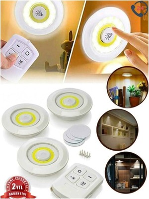 Kablosuz 3’lü LED Spot Işık Seti, Pilli, Dolap ve Mutfak Rafı Aydınlatma