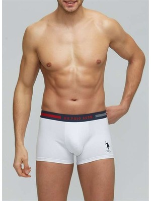 U.S. Polo Assn. Yazılı Lacivert Gri Beyaz Pamuklu Likralı Erkek Boxer 2XL