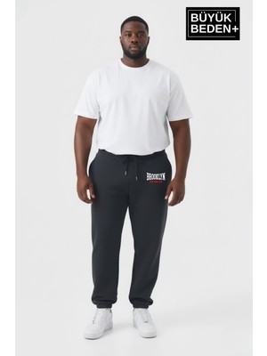 Superlife Erkek Büyük Beden Brooklyn 1970 Baskılı Paça Lastikli  Jogger Ince Eşofman Altı SPR26BEA951-3