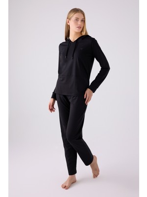 Pierre Cardin Kadın Kapşonlu Comfort Kumaş Uzun Kol Pijama Takım