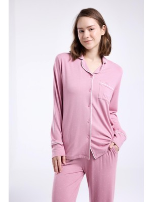 Pierre Cardin Çeyizlik Kutulu Pijama Takım, Viskon Kumaş, Önden Düğmeli, Uzunkol