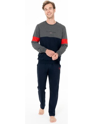 U.S. Polo Assn. Erkek 2 Iplik Dokuma Alt Üst Takım, Bisiklet Yaka, Uzunkol, Cepli, Düz Paça