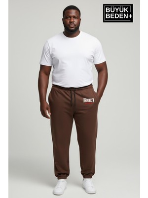 Superlife Erkek Büyük Beden Brooklyn 1970 Baskılı Paça Lastikli  Jogger Ince Eşofman Altı SPR26BEA951-3