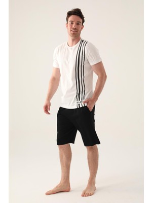 Arnetta Kısa Kol Erkek Bermuda Takım, Büyük Beden Şort Takım, %100 Pamuklu Bermuda Takım