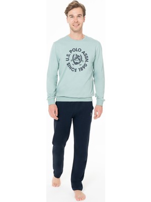 U.S. Polo Assn. Erkek 2 Iplik Kışlık Uzunkol Düz Paça Baskılı Ev Giyim Pijama Takım