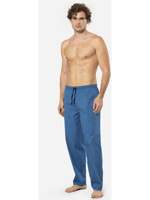 Cacharel Ekoseli Erkek Tek Alt Pijama, Cep Detaylıdır, %95 Pamuk %5 Likralı