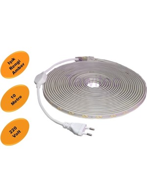 Su Geçirmez LED Şerit 10M 68 LED 5730 Amber 220V Fiş Dahil