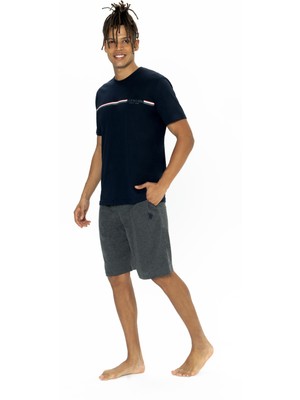 U.S. Polo Assn. U.s. Polo T-Shirt Şort Takım, Yazı Baskılı T-Shirt ve Cepli Şort Takım