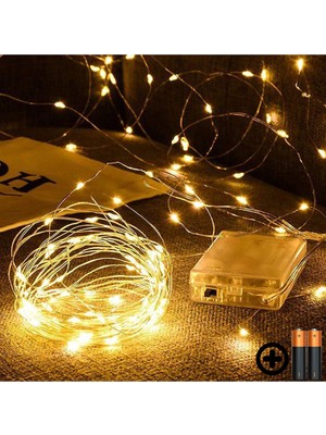 3 Metre Sarı Peri LED Işık Seti, Pil ile Dekoratif ve Su Geçirmez
