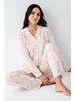 Pierre Cardin Kadın Modal Pamuk Gömlek Pijama Takım, %50 Modal %50 Pamuk