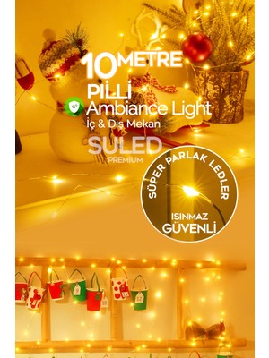 10 Metre Pilli Peri LED Dekor Işığı, Yılbaşı ve Ev Süsleme Için Mükemmel