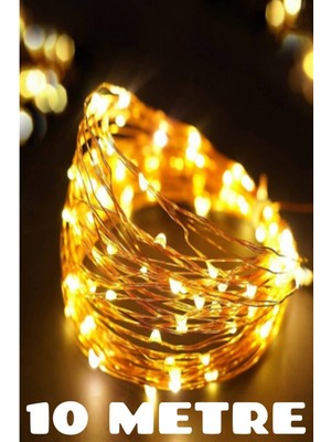 10 Metre Dekoratif Peri LED Işık, Gün Işığı Renk, Pilli, Şık Aydınlatma