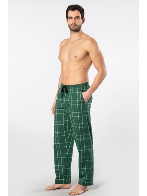 Cacharel Ekoseli Cepli Alt Pijama, %95 Pamuk %5 Likralı