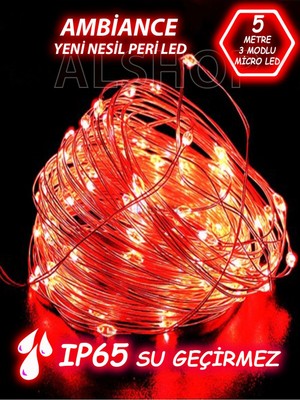 5 Metre Kırmızı Peri LED Işık, 3 Fonksiyonlu, Yenilikçi ve Şık Tasarım