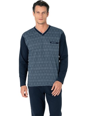 Pierre Cardin %100 Pamuklu Jakarlı Kutulu V Yaka Erkek Pijama Takım