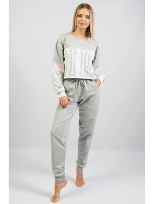 Espuar Kadın Üst Crop Sweatshirt, Alt Cepli ve Paça Manşetli Takım