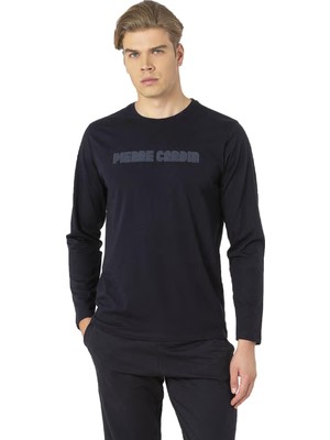 Pierre Cardin Erkek Siyah Pijama Takım, %100 Pamuk, Uzunkollu, Cepli
