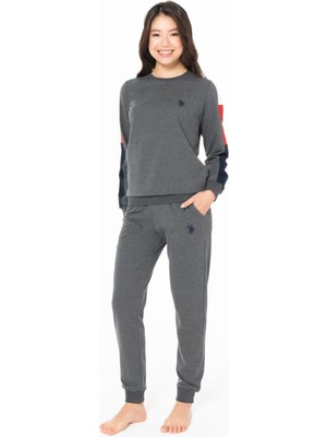 U.S. Polo Assn. Kadın 2 Iplik Dokuma Kışlık Uzunkol Dar Paça Ev Giyim Pijama Takım,