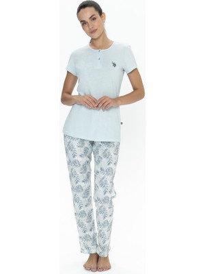 U.S. Polo Assn. Us Polo Bisiklet Yaka, Düğmeli, Kısakol Pijama Takım, %50 Modal %50 Pamuk