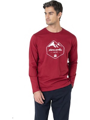 Pierre Cardin Erkek %100 Pamuk Pijama Takım, Bisiklet Yakalı, Uzunkol Pijama Takım