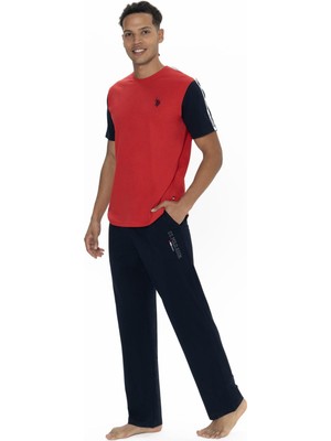 U.S. Polo Assn. U.s. Polo Erkek Renk Bloklu Yazlık Pijama Takım, Kısakol Bisiklet Yakalı ve Cepli
