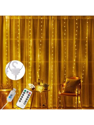 Renkli LED Perde Işık, Kumandalı, 300 Led, 3x3 M, Usb, 8 Animasyon Farkı
