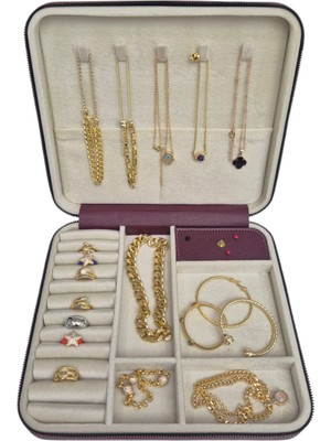 Feyza Design Büyük Boy Ahşap Takı Saklama ve Seyahat Çantası (27X24)