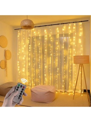 Su Geçirmez Sarı LED Perde Işık, Kumandalı Dekoratif Aydınlatma