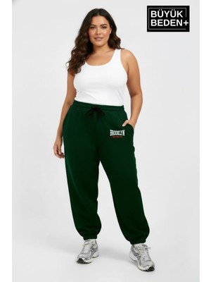 Superlife Kadın Büyük Beden Brooklyn 1970 Baskılı Paça Lastikli Jogger Ince Eşofman Altı SPR26BEAK951-3
