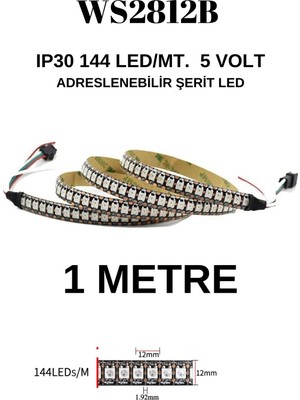 144 LED IP30 Iç Mekan Adreslenebilir LED 1 Metre 5V Elektronik Aydınlatma