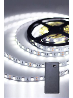 Beyaz Renk Pil ile Çalışan 1,5 Metre Şerit LED Işık Seti