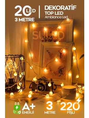 5 Metre Top LED Dekoratif Aydınlatma, 20 LED ile Şık Süsleme Işığı