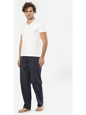 Cacharel V Yaka Kısa Kol T-Shirt ve Cepli Ekoseli Alt Pijama Takım