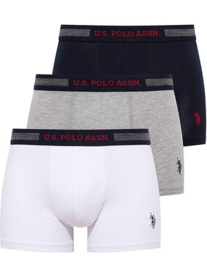 U.S. Polo Assn. Erkek Büyük Beden Pamuklu ve Likralı 3'lü Boxer