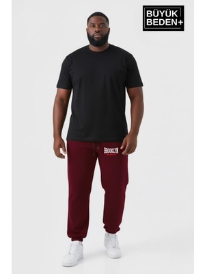 Superlife Erkek Büyük Beden Brooklyn 1970 Baskılı Paça Lastikli  Jogger Ince Eşofman Altı SPR26BEA951-3